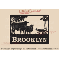 Medium Property Sign -  Angus Cow, Cross Breed Ewe, Kelpie and Windmill