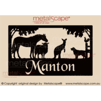 Large Property Sign -  Horse, Cross breed Sheep, Kangaroo & Golden Retriever