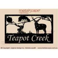 Large Property Sign - Sambar Deer, Teapot, Mountain & Creek