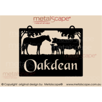 Small Property Sign - Angus Cow & Calf with Horse (Silhouette images)