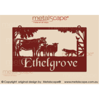 Large Property Sign - Angus Cow & Calf, Cross Breed Ewe and Stalking Kelpie
