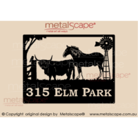Medium Property Sign - Highland Cow, Clydesdale Horse, Windmill, Kookaburra on fence