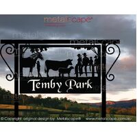 Large Property Sign - Clydesdale and girl, Cow, Sheep and Family