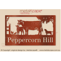 Large Property Sign -  Angus Cow & Calf, Labrador & Chickens