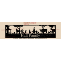 Panoramic Property Sign -House, family and farm animals