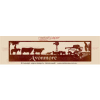 Panoramic Property Sign - Rider, Angus Cattle, Merinos and Header