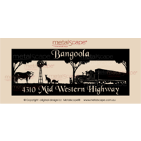 Panoramic Property Sign -Braford Cow, Windmill, Kangaroos, Blue Healer and Kenworth Truck