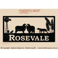 XL Property Sign - Windmill, 2x Merino Ewes, Stalking Kelpie & Wheat heads
