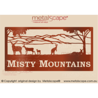 XL Property Sign -  Mountains scene, Sambar Deer and Kangaroos