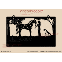Large Property Sign -  Landscape Horse & Female Rider and dog