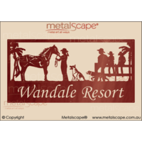 XL Property Sign -Horse, Lady, Dogs, Family on Fence, Palm Trees