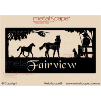 XL Property Sign - Mare & Foal, Man & Dog, Helicopter