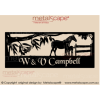 XL Property Sign - Flowering Gum, Mare and Foal Fence