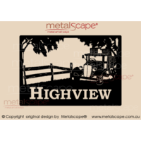 Medium Property Sign Old Truck and Fence