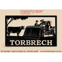 Large Property Sign - Cat Dozer and Angus Cow