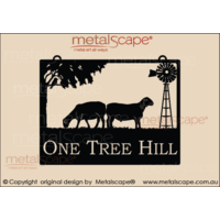 Medium Property Sign - 2 x Dorper Sheep & Windmill