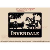 Medium Property Sign - Merino Sheep, Rider & Kelpie