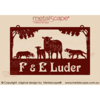 Large Property Sign - Cross bred Ewe & Lamb with collie and kelpie