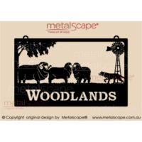 Large Property Sign - Merino Sheep, Windmill and Stalking Kelpie