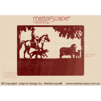 Medium Property Sign - Merino Ewe & Lamb, Horse Rider & Kelpie