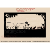 Large Property Sign - 2 Black Faced Dorper Sheep and lamb, chickens and dogs