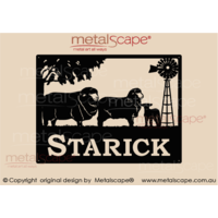 Medium Property Sign - Merino Ram, Ewe, Lamb and Windmill