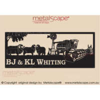 XL Property Sign - Merinos Ram and Ewes, Collie Dog, Windmill & John Deere Header