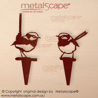 Set of 2 Wrens on Spikes - Natural RUST Finish