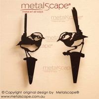 Set of 2 Wrens on Spikes - Black Painted Finish