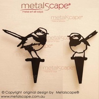 Set of 2 Wrens on Spikes - Black Painted Finish