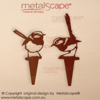 Set of 2 Wrens on Spikes - Natural RUST Finish