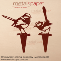 Set of 2 Wrens on Spikes - Natural RUST Finish
