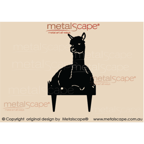 Metalscape - Metal Garden Art - Gardenscape -Alpaca Sitting Front On (Huacaya) - Spikes