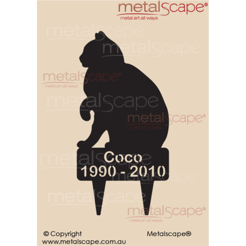 Metalscape - Metal Garden Art - Gardenscape -Cat memorial sign -  Rust