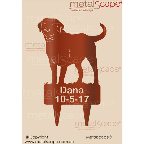 Metalscape - Metal Garden Art - Gardenscape -Labrador name \ memorial plaque on spikes