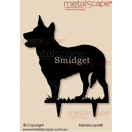 Metalscape - Metal Garden Art - Gardenscape -Australian Cattle Dog Silhouette on spikes - Memorial