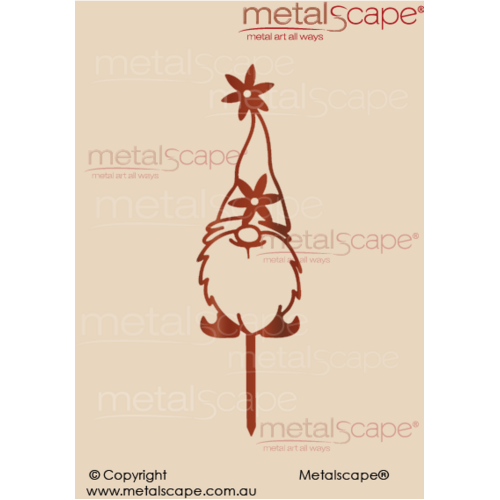 Metalscape - Metal Garden Art - Gardenscape -Garden Gnome 4 - Solid flower in hat and flower top