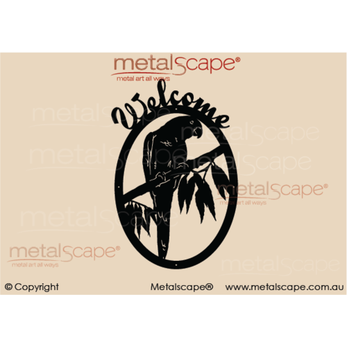 Metalscape - Metal Garden Art - Gardenscape -King Parrot - Welcome Oval Frame