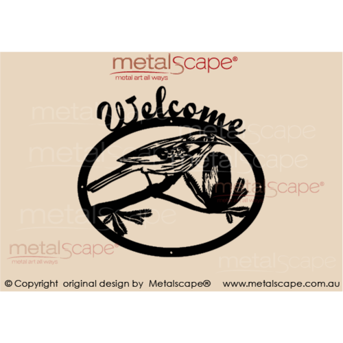 Metalscape - Metal Garden Art - Gardenscape -Honeyeater & Banksia - Welcome