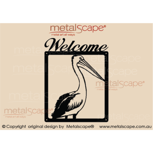 Metalscape - Metal Garden Art - Gardenscape -Pelican - Welcome sign