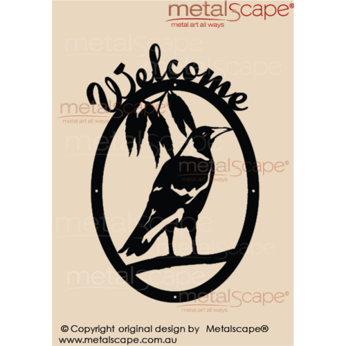 Metalscape - Metal Garden Art - Gardenscape -Magpie - Welcome Oval Frame