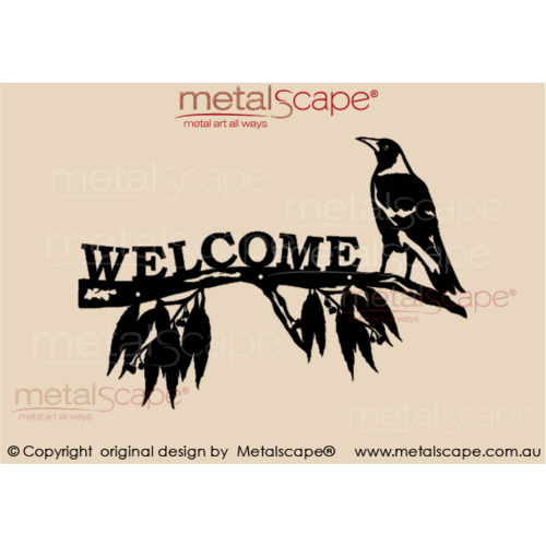 Metalscape - Metal Garden Art - Gardenscape -Branch and Magpie Welcome Sign