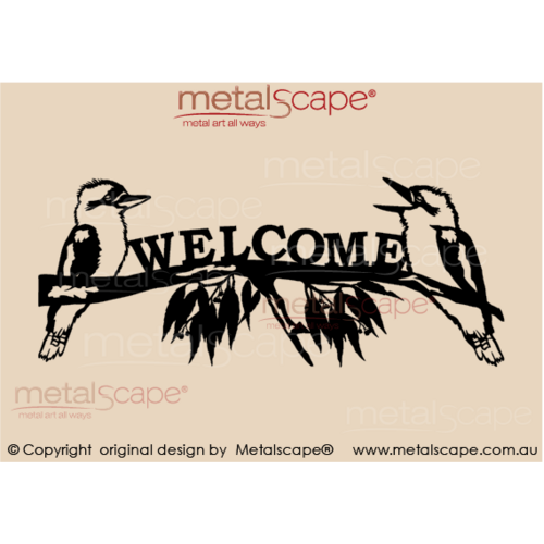 Metalscape - Metal Garden Art - Gardenscape -Branch and 2 Kookaburra Welcome Sign