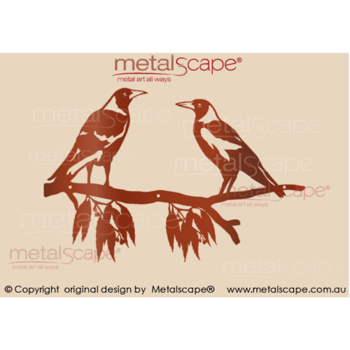 Metalscape - Metal Garden Art - Gardenscape -2 Magpies on Branch- Decorative Plaque