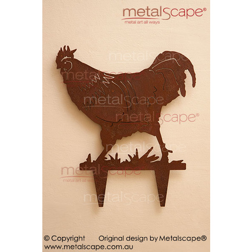Metalscape - Metal Garden Art - Gardenscape -Rooster Walking on spike