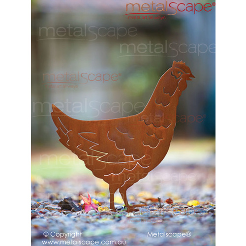 Metalscape - Metal Garden Art - Gardenscape -Standing Hen on spike