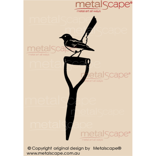 Metalscape - Metal Garden Art - Gardenscape -Wagtail on Spade