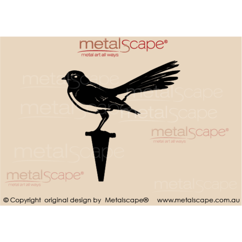 Metalscape - Metal Garden Art - Gardenscape -Wagtail Tail Out on Spike- Black
