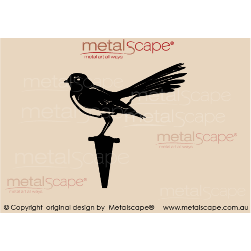 Metalscape - Metal Garden Art - Gardenscape -Wagtail Tail Out on Spike - Rust