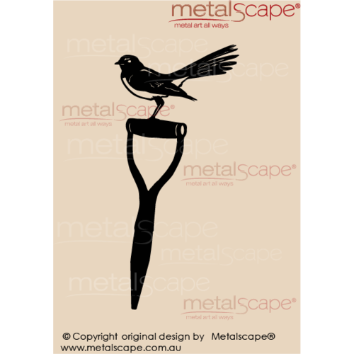 Metalscape - Metal Garden Art - Gardenscape -Wagtail Tail Out on Spade Handle